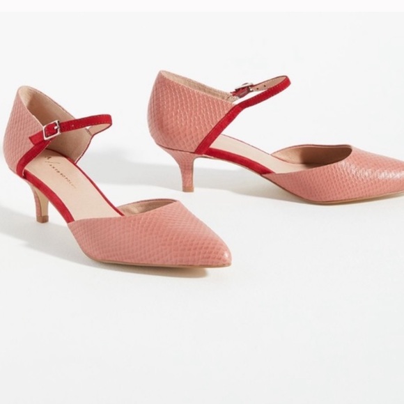 Anthropologie Shoes - Anthropologie pink ankle strap kitten heels NWOT